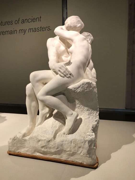 One of Rodin’s most famous pieces, ‘The Kiss’ (1882). This is a plaster cast of the first marble example that became the version Rodin used in all his exhibitions.