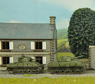 PSC and Battlefront Flames of War Shermans with 4Ground scenery